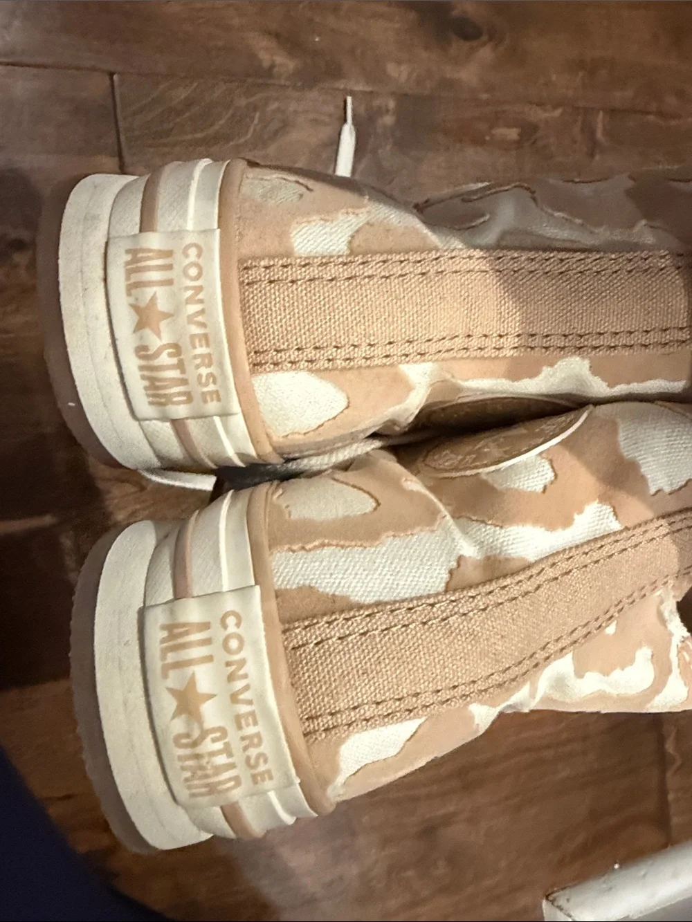 Converse High-Top Sneakers in Beige and Cream Leopard Print